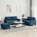 sofasæt 3 dele med hynder velour blå