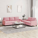 sofasæt 2 dele med hynder velour lyserød