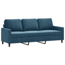 sofasæt 2 dele med hynder velour blå