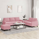 sofasæt 3 dele med hynder velour lyserød