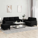 sofasæt 3 dele med hynder velour sort
