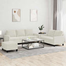 sofasæt 3 dele med hynder velour cremefarvet