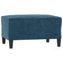 sofasæt 3 dele med hynder velour blå