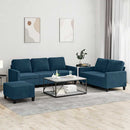 sofasæt 3 dele med hynder velour blå