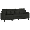 sofasæt 3 dele med hynder stof sort