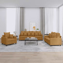 sofasæt 3 dele med hynder velour brun