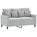 sofasæt 2 dele med hynder velour lysegrå
