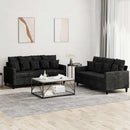 sofasæt 2 dele med hynder velour sort