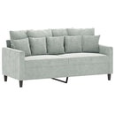 sofasæt 3 dele med hynder velour lysegrå