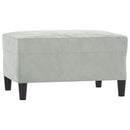 sofasæt 3 dele med hynder velour lysegrå