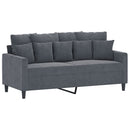 sofasæt 3 dele med hynder velour mørkegrå