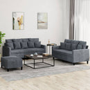 sofasæt 3 dele med hynder velour mørkegrå