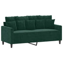 sofasæt 3 dele med hynder velour mørkegrøn