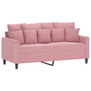 sofasæt 3 dele med hynder velour lyserød