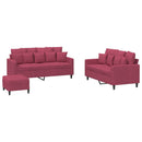 sofasæt 2 dele med hynder velour vinrød