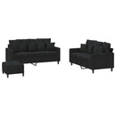 sofasæt 3 dele med hynder velour sort