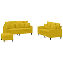 sofasæt 3 dele med hynder velour gul