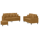sofasæt 3 dele med hynder velour brun