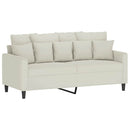 sofasæt 3 dele med hynder velour cremefarvet