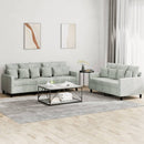sofasæt 2 dele med hynder velour lysegrå