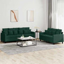 sofasæt 2 dele med hynder velour mørkegrøn