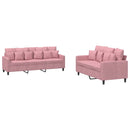 sofasæt 2 dele med hynder velour lyserød