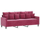 sofasæt 2 dele med hynder velour vinrød