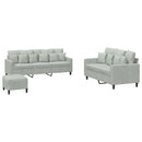 sofasæt 3 dele med hynder velour lysegrå