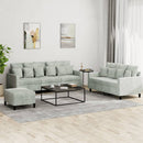 sofasæt 3 dele med hynder velour lysegrå