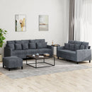 sofasæt 3 dele med hynder velour mørkegrå