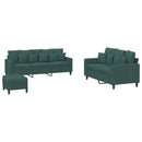 sofasæt 3 dele med hynder velour mørkegrøn