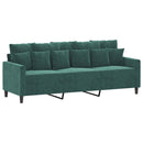 sofasæt 3 dele med hynder velour mørkegrøn