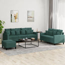 sofasæt 3 dele med hynder velour mørkegrøn