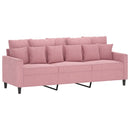 sofasæt 3 dele med hynder velour lyserød