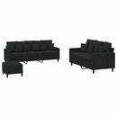 sofasæt 3 dele med hynder velour sort