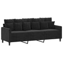 sofasæt 3 dele med hynder velour sort