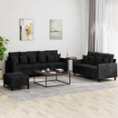 sofasæt 3 dele med hynder velour sort