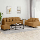 sofasæt 3 dele med hynder velour brun