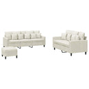 sofasæt 3 dele med hynder velour cremefarvet