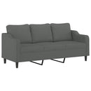 sofasæt 3 dele med puder stof mørkegrå
