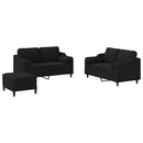 sofasæt 3 dele med puder stof sort