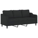 sofasæt 3 dele med hynder stof sort