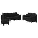 sofasæt 3 dele med puder stof sort