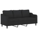 sofasæt 3 dele med puder stof sort