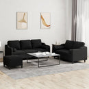 sofasæt 3 dele med puder stof sort