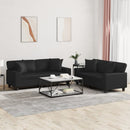 sofasæt 2 dele med puder kunstlæder sort