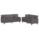 sofasæt 2 dele med puder kunstlæder grå