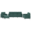 sofasæt 4 dele velour mørkegrøn
