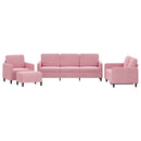 sofasæt 4 dele velour lyserød