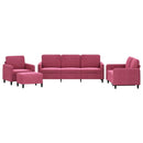 sofasæt 4 dele velour vinrød